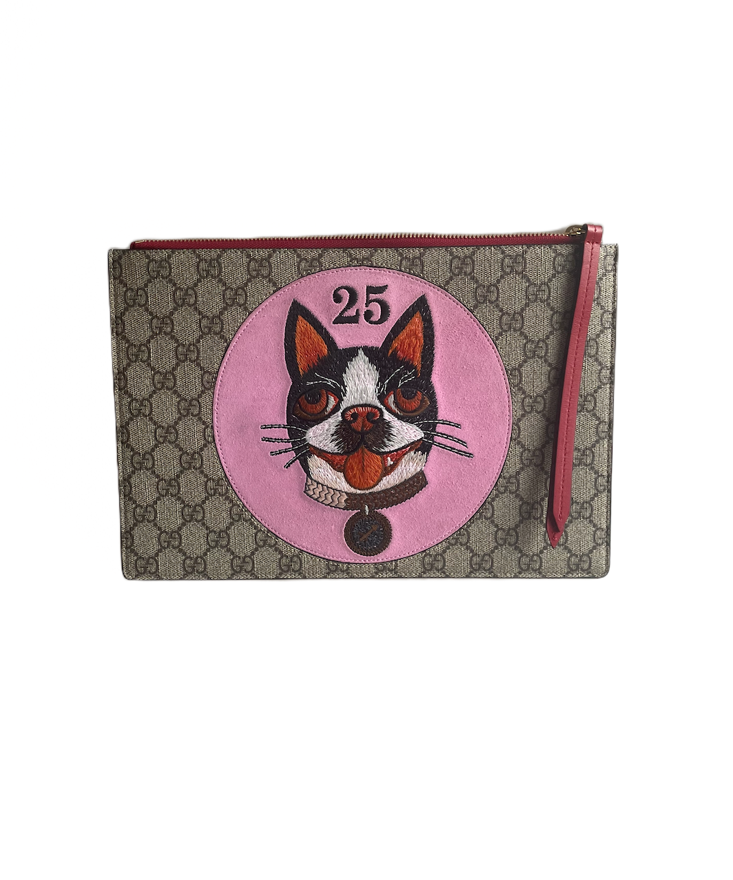 Gucci GG Supreme Bosco clutch – Boston terrier